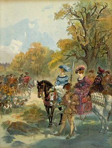 Kongelig Jagt af Francois I (1494-1547). Illustration af Albert Robida
