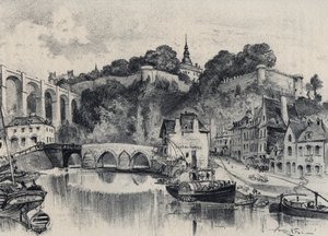 Byen Dinan - Det gamle Frankrig - Bretagne - tekst, tegninger og litografier, af Albert Robida (1848-1926) udateret slutningen af 1800-tallet af Albert Robida