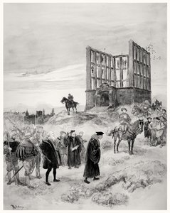 Superintendenten Jacques de Semblancay (ca. 1445-1527) dømt til døden, på vej op til Montfaucon Gibbet, 1909 (wc på papir) af Albert Robida