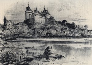 Slottet Combourg i Ille-et-Vilaine - Det gamle Frankrig - Bretagne - tekst, tegninger og litografier, af Albert Robida (1848-1926) udateret slutningen af 1800-tallet af Albert Robida