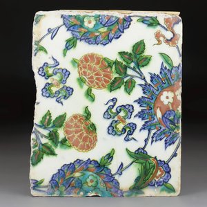 En Iznik polykrom keramikflise, osmannisk Tyrkiet, slutningen af det 16. århundrede (keramik) af Albert Schule