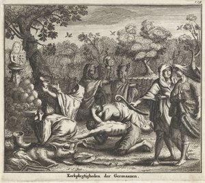 Teutonerne tilbeder en af ​​deres guder Tyskernes kirkeceremonier (titel på objekt) af Albert Schut