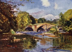 The Lower Hodder Bridges (farve litho)