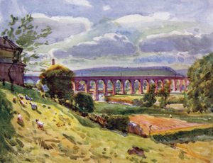 Whalley, Viadukten (farve litho)