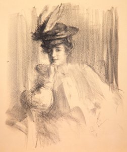 Lili med en fjerhat, 1907 af Albert de Belleroche