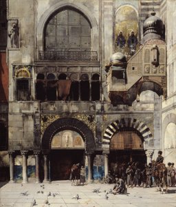 Cirkassisk kavaleri venter på deres befalingsmand ved døren til et byzantinsk monument, Orientens minde, 1880