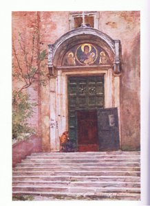 Indgangen til Ara Coeli, fra Forum, fra Rom udgivet af A & C Black Ltd, 1925 af Alberto Pisa