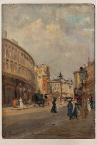 Regent Street (olie på plade) af Alberto Pisa