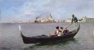 Ude på lagunen: Venedig (akvarel på papir) af Alberto Prosdocini or Prosdocimi