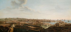 En af et sæt på syv udsigter over Valletta, Malta og dens omegn, ca. 1753 (olie på lærred)