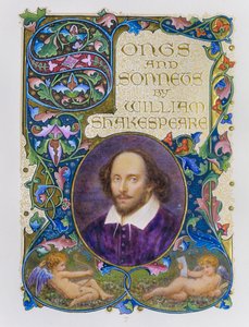 Bogforside med fint farveportræt af William Shakespeare af kunstneren Alberto Sangorski af Alberto Sangorski