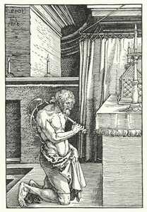 Kong David gør bod (gravering) af Albrecht (after) Durer or Duerer
