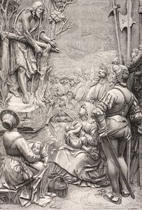 Sankt Johannes Døberen prædiker i ørkenen (gravering) af Albrecht (after) Durer or Duerer