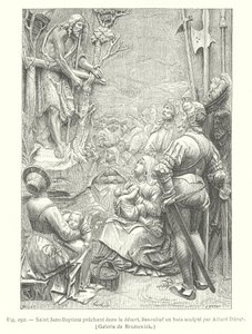 Johannes Døberen prædiker i ørkenen (gravering) af Albrecht (after) Durer or Duerer