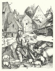 Den fortabte søn (gravering) af Albrecht (after) Durer or Duerer