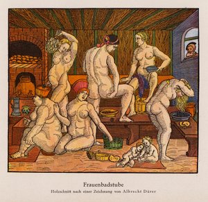 Kvinders bade (farve litho)
