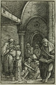 Kristus blandt lægerne, fra Menneskets fald og forløsning af Albrecht Altdorfer