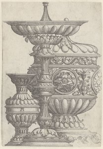 Tre dekorerede bægre Vaser, kander og krukker (serietitel) af Albrecht Altdorfer