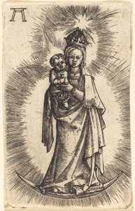Madonna og barn står med en halvmåne af Albrecht Altdorfer
