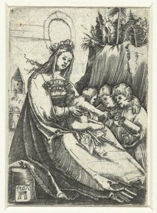 Maria med Kristusbarnet og to drenge af Albrecht Altdorfer