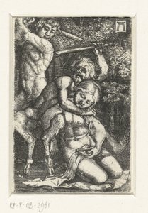 Satyr og en mand slås om en kvinde af Albrecht Altdorfer