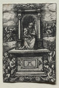 Den smukke jomfru fra Ratisbon på et alter, kort efter 1520. af Albrecht Altdorfer