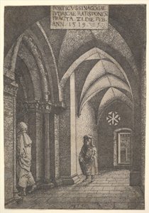 Indgangshallen til Regensburg Synagoge, 1519. af Albrecht Altdorfer