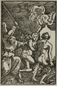 Uddrivelsen fra paradiset, fra menneskets fald og forløsning af Albrecht Altdorfer