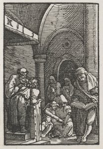 Menneskets fald og forløsning: Kristus disputerer med lægerne, ca. 1515. af Albrecht Altdorfer