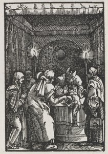 Menneskets fald og forløsning: Joachims offer afvist af ypperstepræsten, ca. 1515. af Albrecht Altdorfer