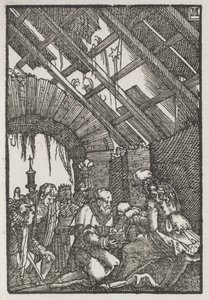 Menneskets fald og forløsning: Magiernes tilbedelse, ca. 1515. af Albrecht Altdorfer