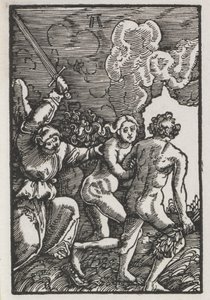 Menneskets fald og forløsning: Uddrivelsen fra Eden, ca. 1515. af Albrecht Altdorfer