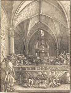 Resten på flugten til Egypten ved et springvand af Albrecht Altdorfer