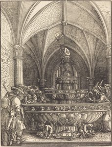 Resten på flugten til Egypten ved et springvand af Albrecht Altdorfer