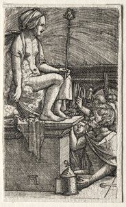 Den romerske kurtisane eller Troldmanden Virgils hævn af Albrecht Altdorfer