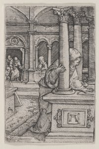 Jomfruen søger Jesus i templet af Albrecht Altdorfer