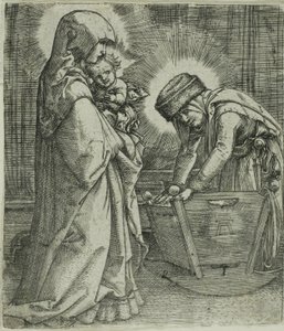 Jomfruen og barnet med Sankt Anne ved vuggen af Albrecht Altdorfer