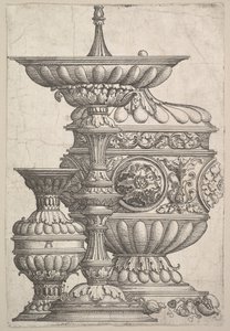 Tre elegante fartøjer på en hvid baggrund, ca. 1525. af Albrecht Altdorfer