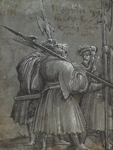 Tre nattevagt, 1513 (tegning på blåt gråt papir) af Albrecht Altdorfer