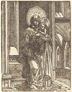 Jomfru og barn i en kirke af Albrecht Altdorfer