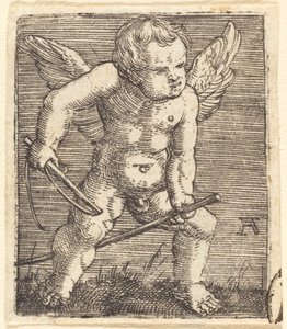 Winged Genii med hobbyhest og pisk af Albrecht Altdorfer
