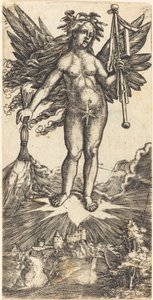 Bevinget kvinde på en stjerne af Albrecht Altdorfer