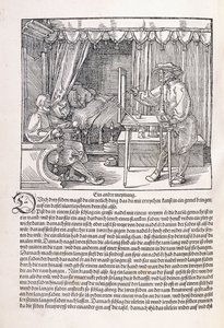En tegner tegner et portræt ved hjælp af en tegneramme, 1525 af Albrecht Dürer
