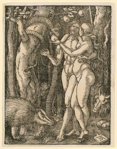 Adam og Eva, blad 2 fra serien "Den lille træsnitspassion" af Albrecht Dürer