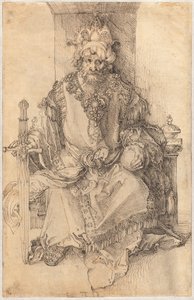 En orientalsk hersker sidder på sin trone af Albrecht Dürer