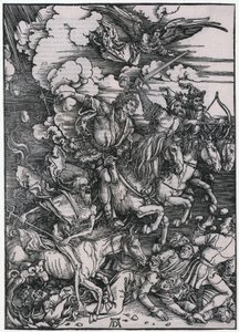 De apokalyptiske ryttere, figur III, blad 5 i serien »Apokalypsen« af Albrecht Dürer