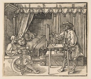 Kunstner tegner et portræt af en mand.a.n.d. af Albrecht Dürer