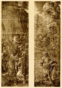 Bæring af korset og Kristus med sejrens banner af Albrecht Dürer