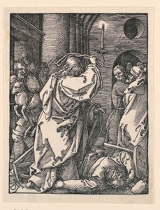 Kristus driver købmændene (eller pengevekslerne) fra templet, fra The Little Passion Series af Albrecht Dürer