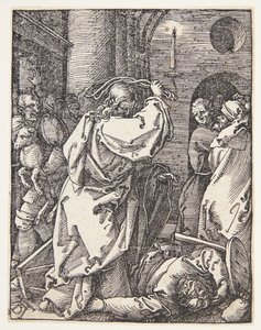 Kristus udstøder pengeudlånerne fra templet af Albrecht Dürer